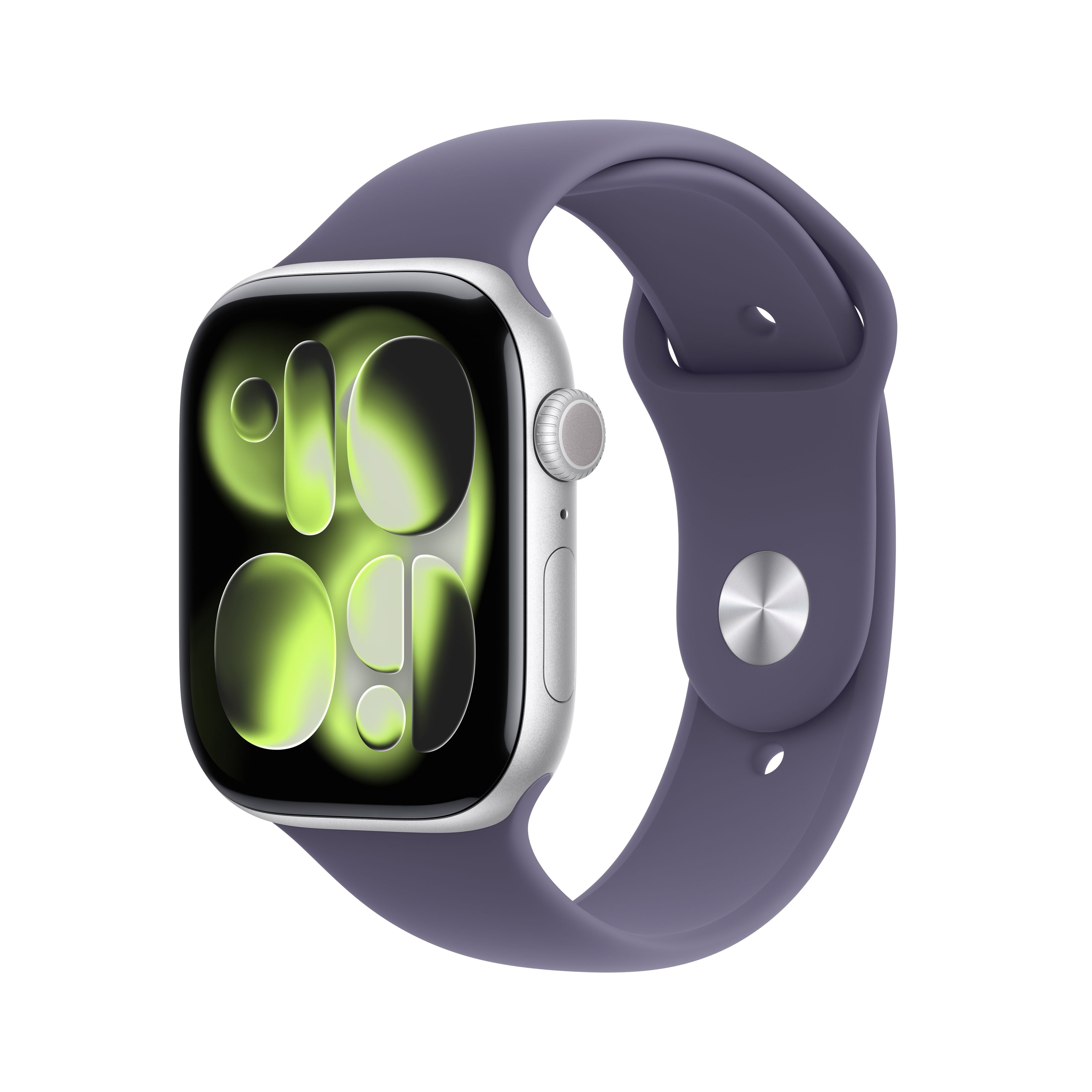 Apple Watch Series 11 GPS + Cellular 46mm Silver Aluminum Case with Purple Fog Sport Band - M/L